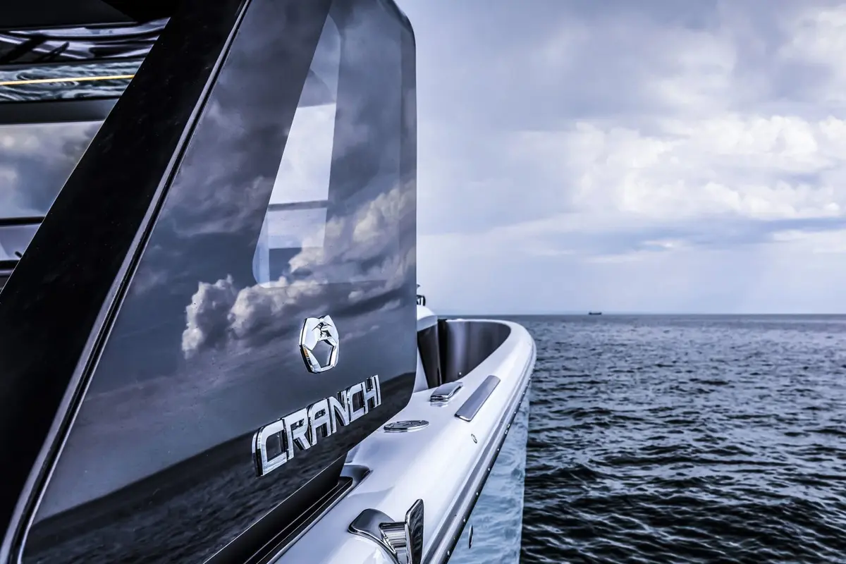 Cranchi A46, aft deck — Yacht Hire Saint-Tropez, Saint-Tropez. An open-deck sunset run along the Saint-Tropez coast