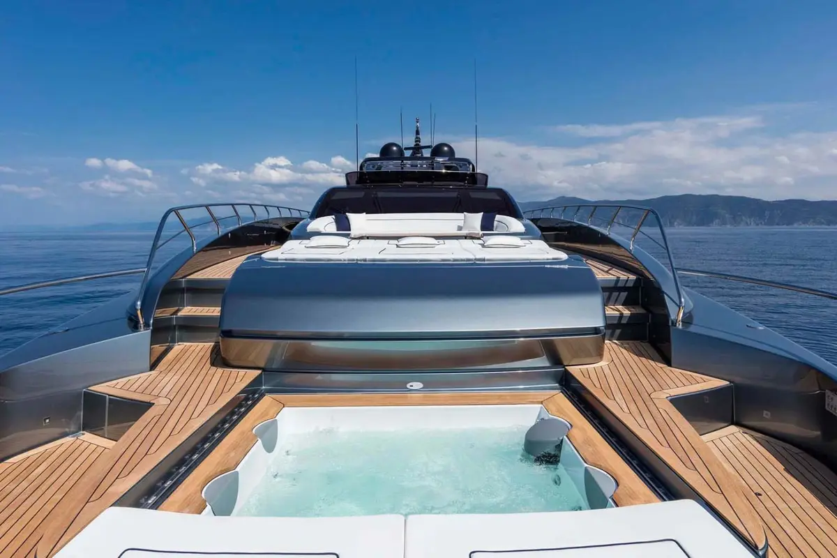 Riva 110, aft deck — Yacht Hire Saint-Tropez, Saint-Tropez. Riva 110 — 33m