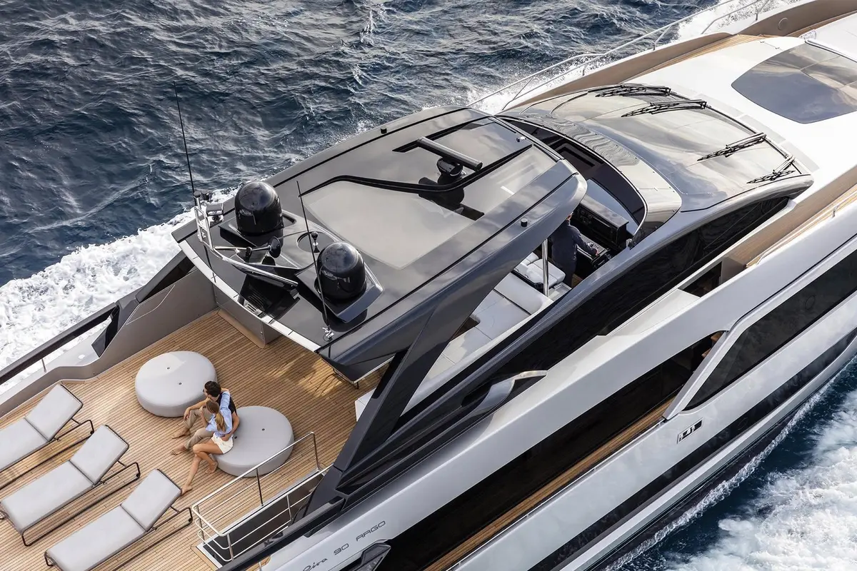 Riva 90, aft deck — Yacht Hire Saint-Tropez, Saint-Tropez. Riva 90 — 28.5m